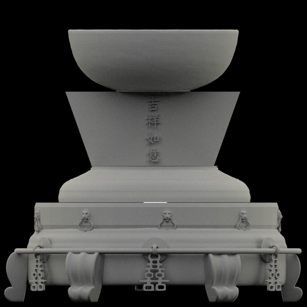 Chinese with display stand with bowel 3D model_5