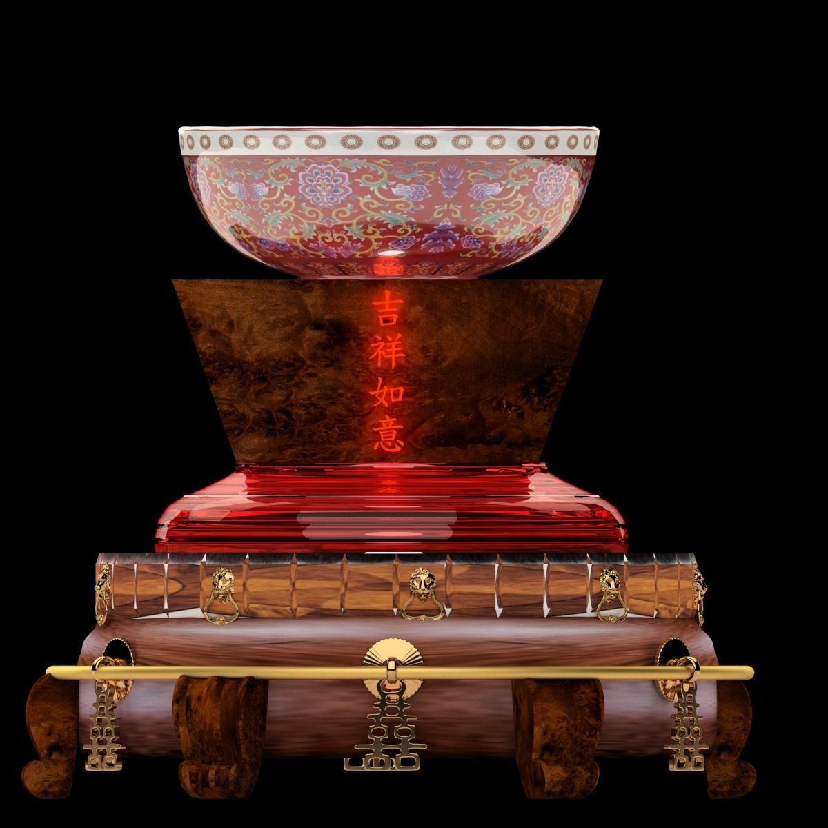 Chinese with display stand with bowel 3D model_2