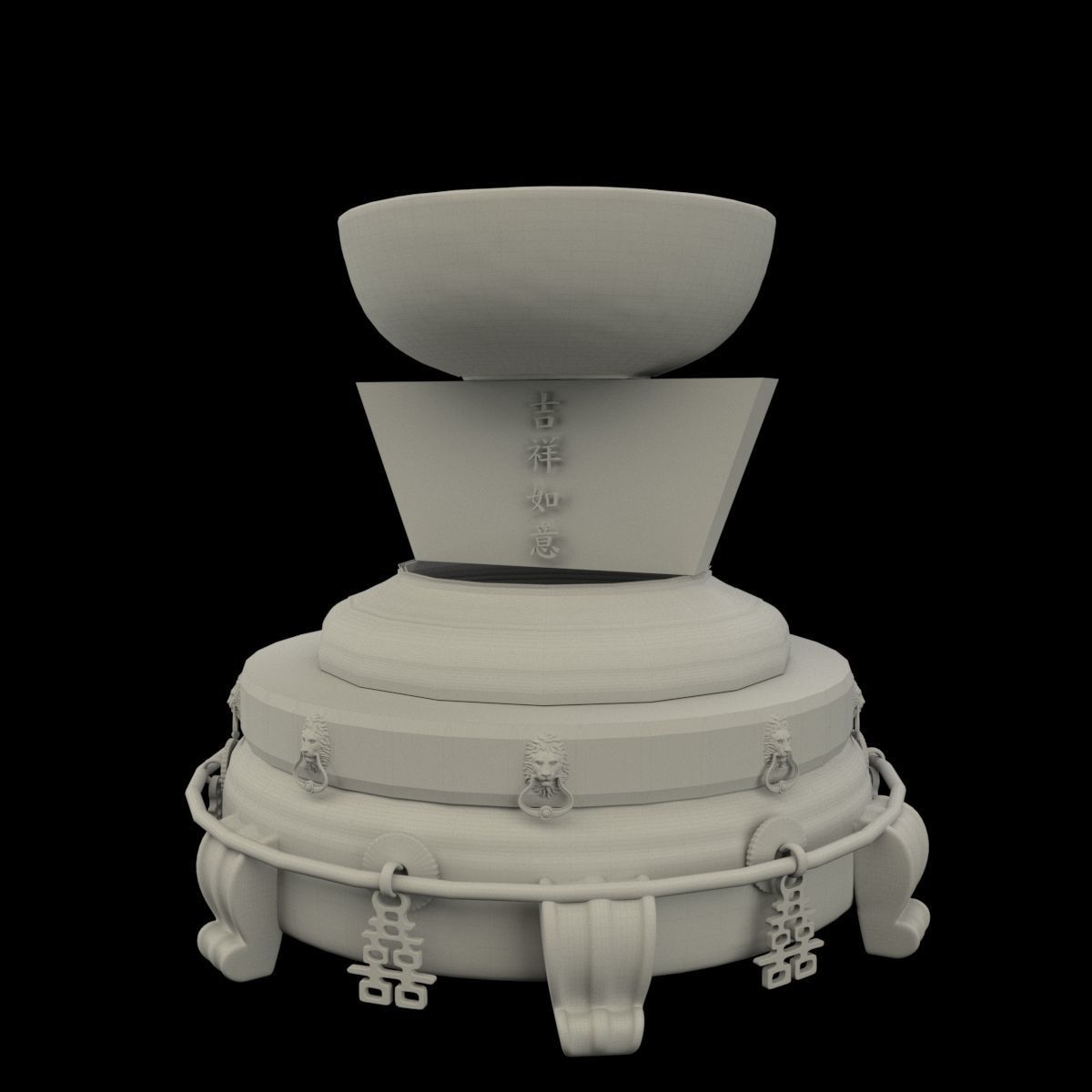 Chinese with display stand with bowel 3D model_6