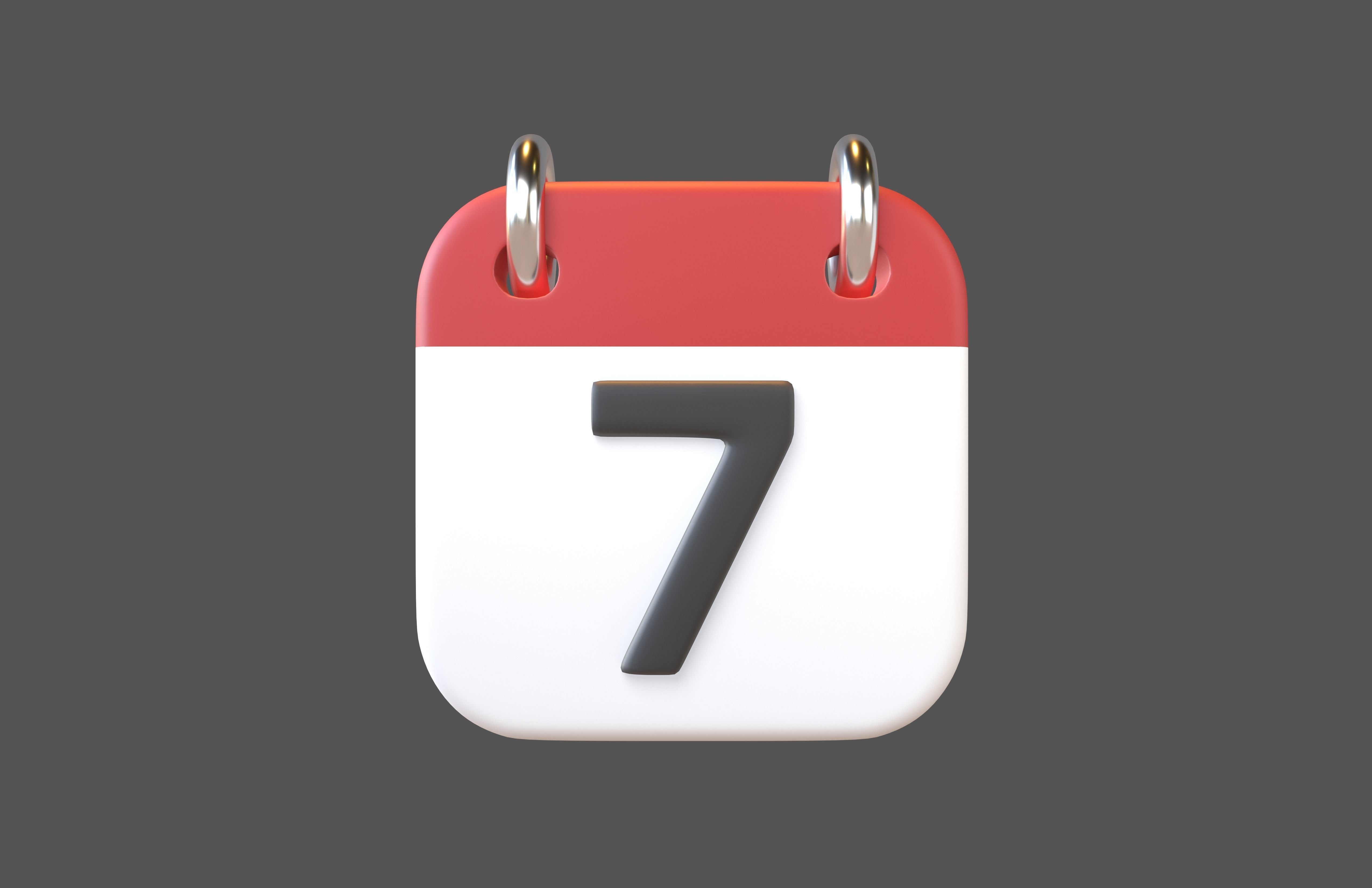 Calendar 1 To 10 Icon  Pack Vol 1 3D model_43