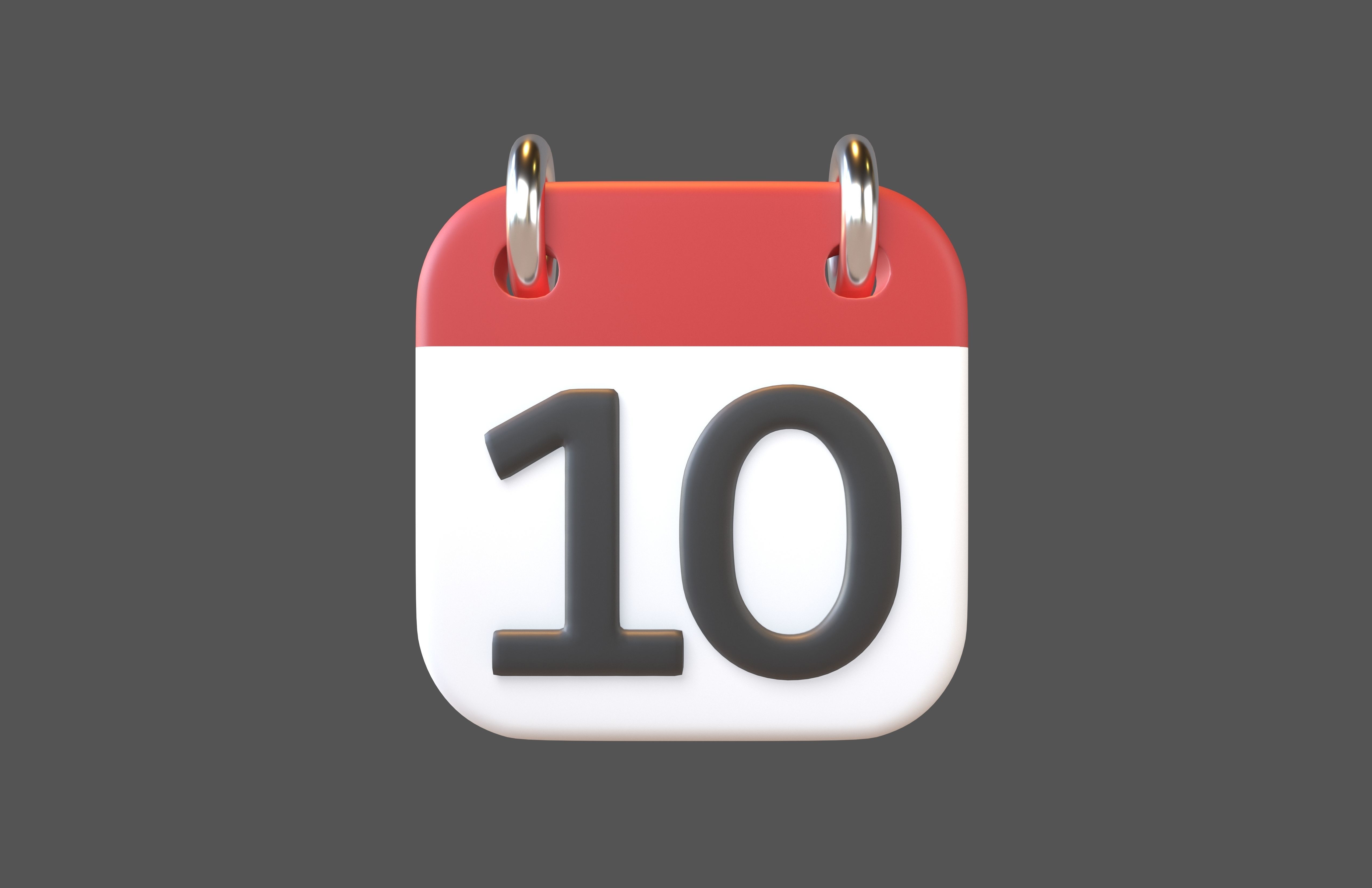 Calendar 1 To 10 Icon  Pack Vol 1 3D model_52