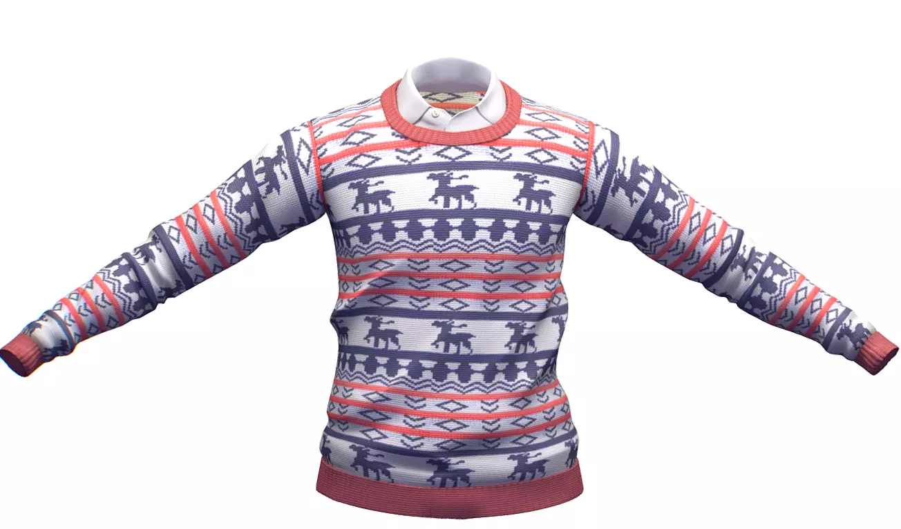 Cartoon High Poly Subdivision Knitted Sweater Low-poly 3D model