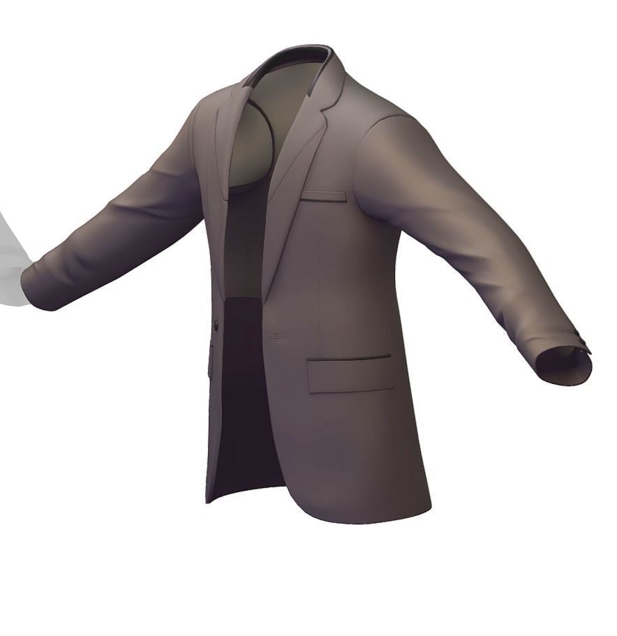 Cartoon High Poly Subdivision Gray Jacket Low-poly 3D model_3