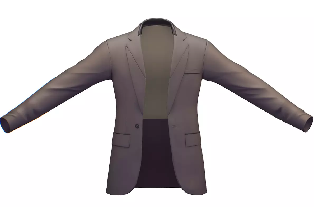 Cartoon High Poly Subdivision Gray Jacket Low-poly 3D model_0