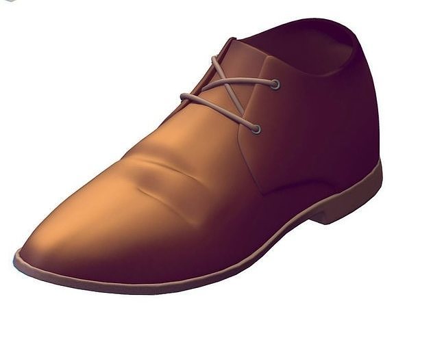 Cartoon High Poly Subdivision Brown Shoes Low-poly 3D model