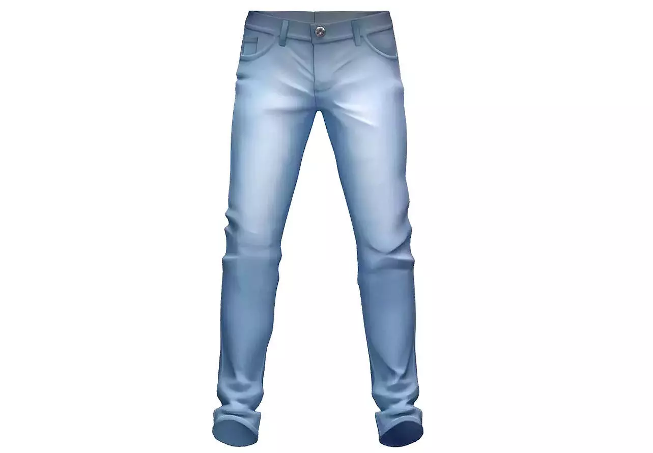Blue Jeans - Classical White Pants - Trousers - Casual Leg Wear 3D model