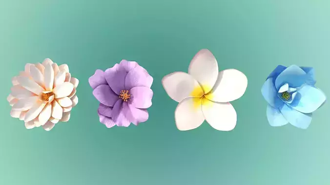 4 Flowers Package 3D model