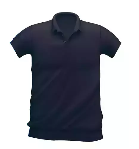 Cartoon High Poly Subdivision Dark Blue Polo