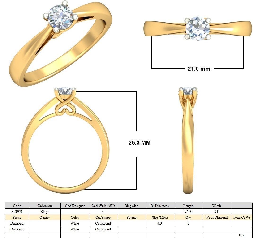 Solitaire Wedding Engagement Ring 3D print model_5