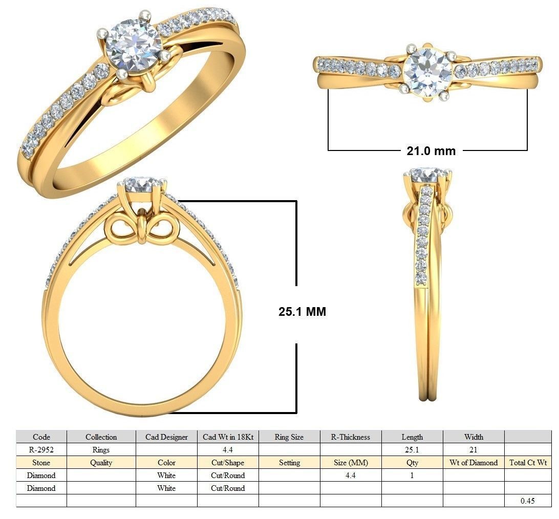 Solitaire Wedding Engagement Ring 3D print model_5