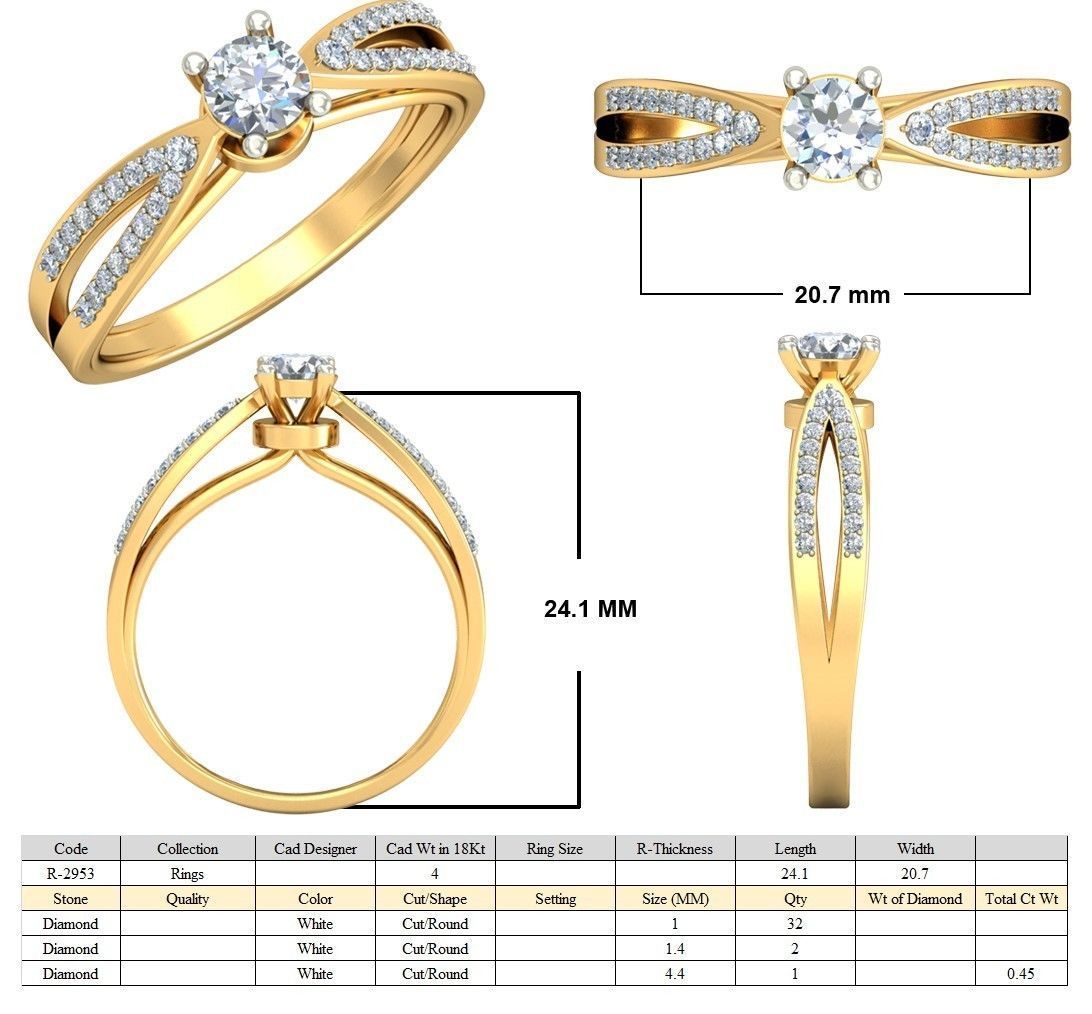 Solitaire Wedding Engagement Ring 3D print model_5