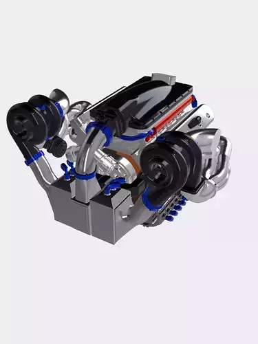 LSX Twin Turbo Intercooled Motor with AN fittings HIGH DETAIL 3D print model