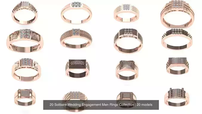 20 Solitaire Wedding Engagement Men Rings Collection