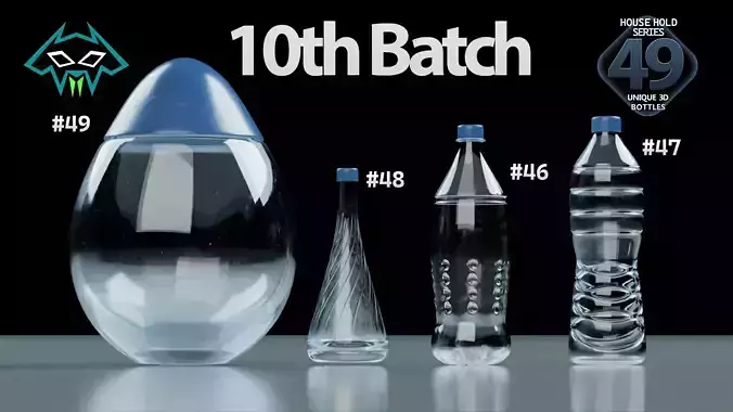 House Hold Series - 49 Unique 3D Bottles - 10th Batch Low-poly 3D model House Hold Series - 49 Unique 3D Bottles - 10th Batch Low-poly 3D model