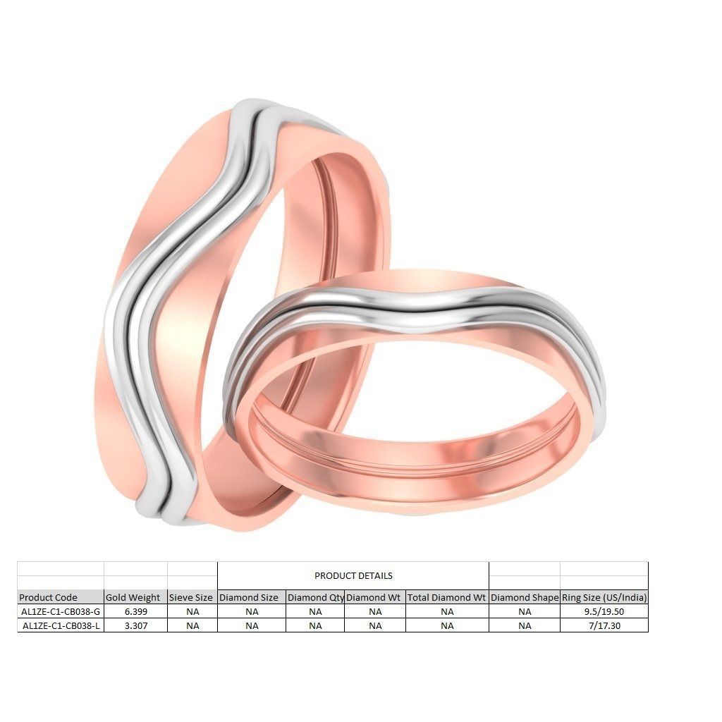 Couple Band Ring 3DM STL OBJ FBX Render Details 3D print model_4