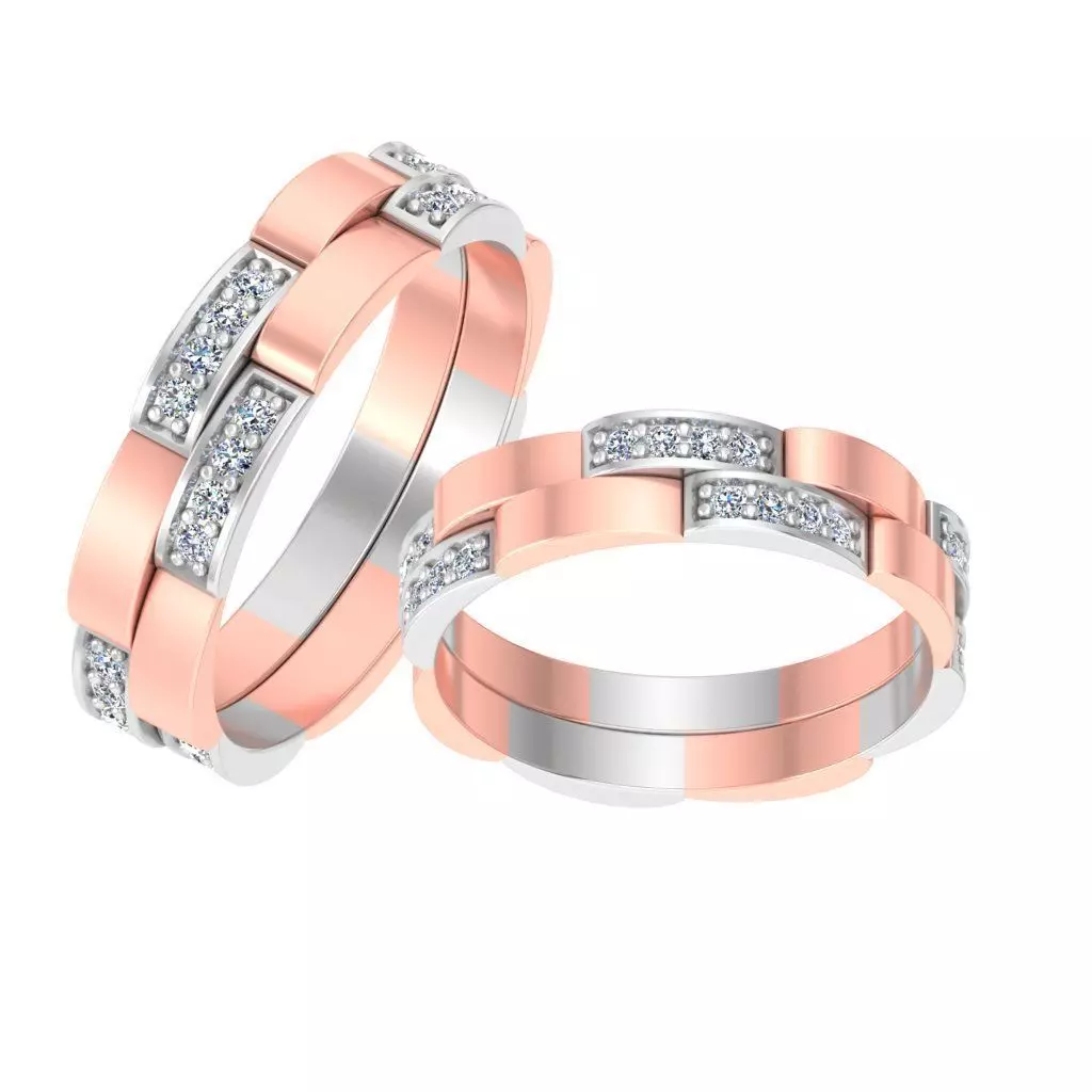 Couple Band Ring 3DM STL OBJ FBX Render Details 3D print model