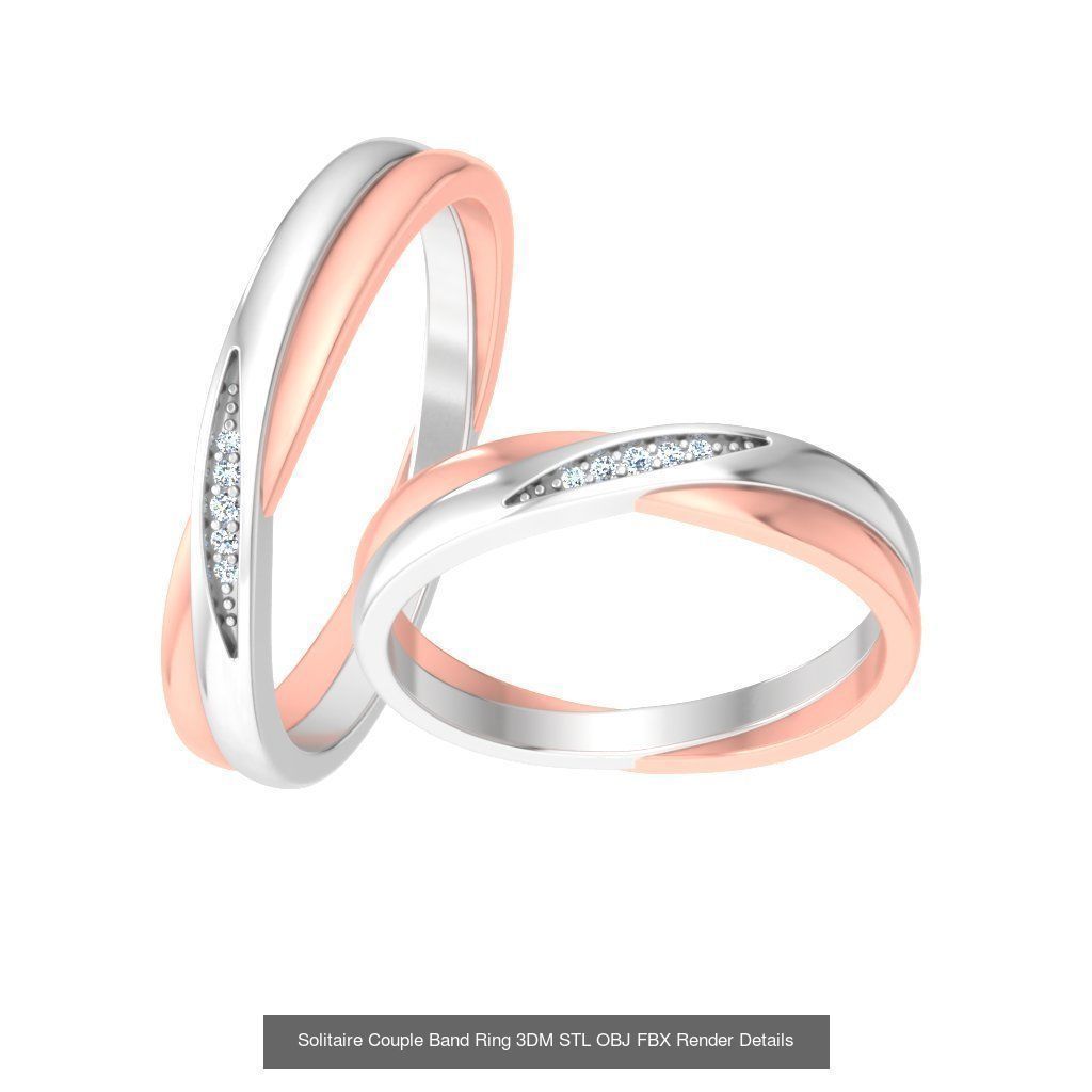 31 Solitaire Couple Band Ring 3DM STL OBJ FBX Render Details 3D Model Collection_11