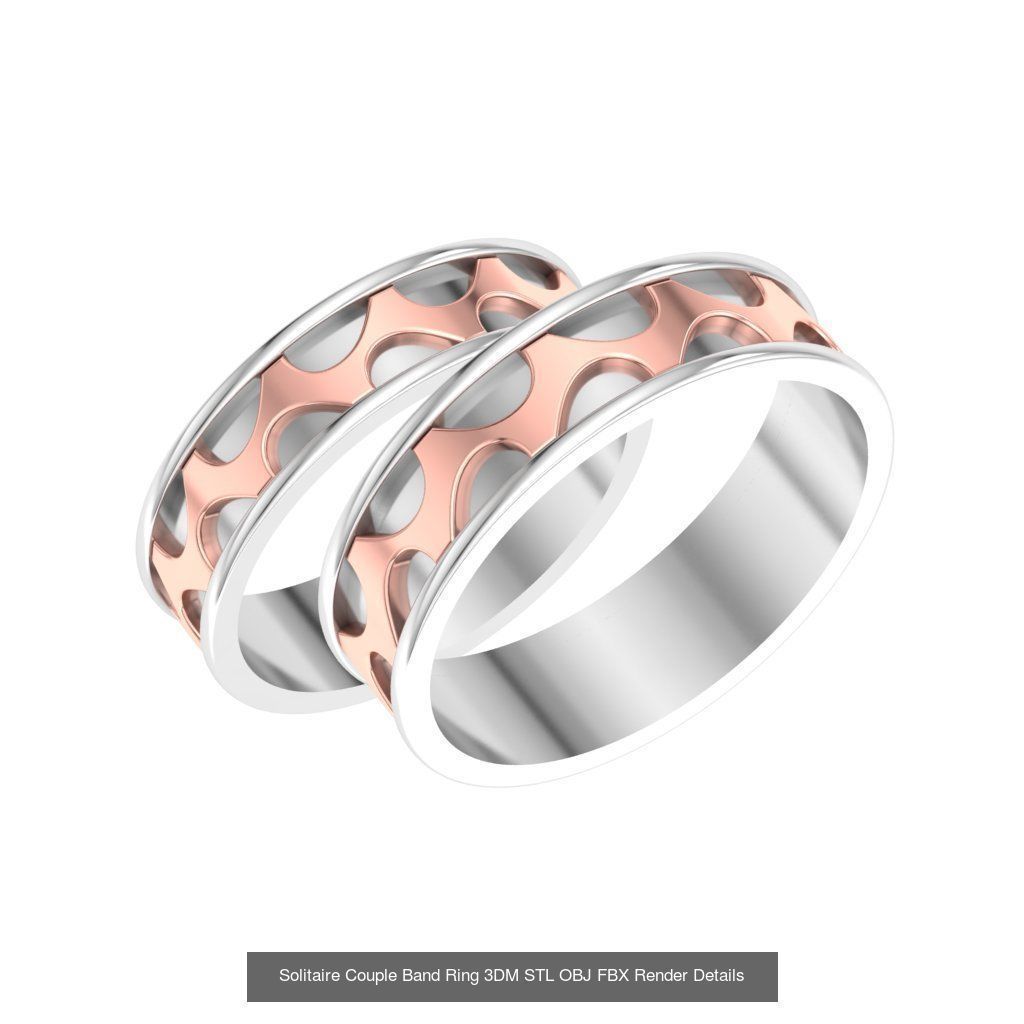 31 Solitaire Couple Band Ring 3DM STL OBJ FBX Render Details 3D Model Collection_26
