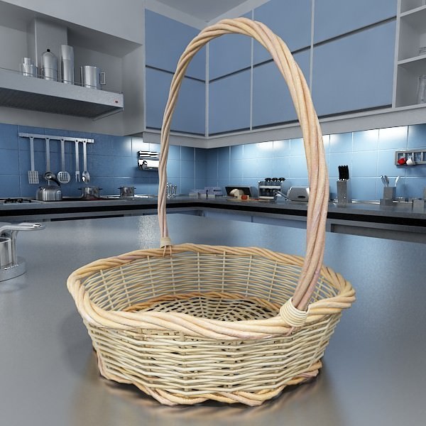 Wicker Basket 3D model_2