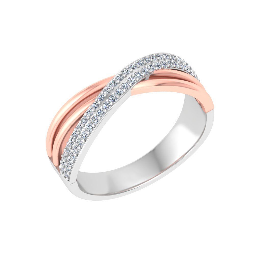 Wedding Engagement Women Etarnaty Bypass Band Ring 3D print model_3
