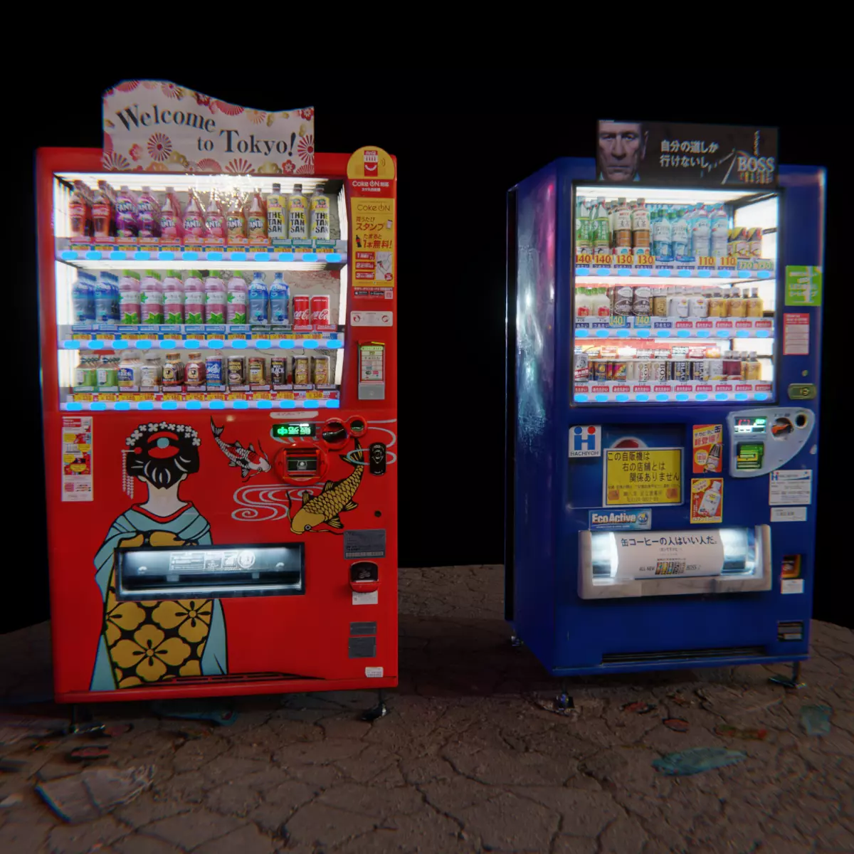 vending machines japanese Low-poly 3D model_0