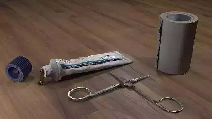 First aid medicines and tools  