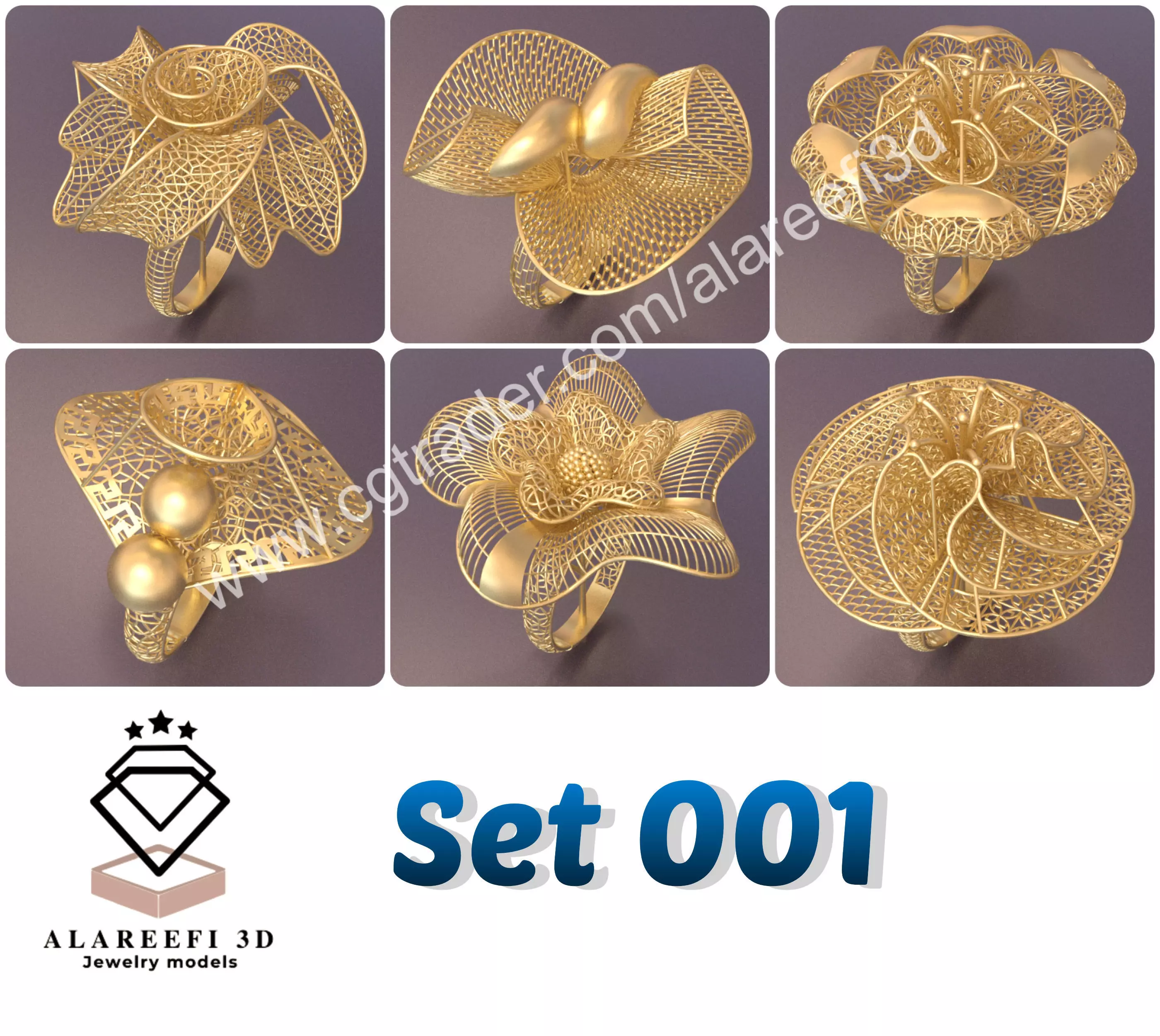 Set of 6 Ultra Vision Rings- set 001 3D print model_0