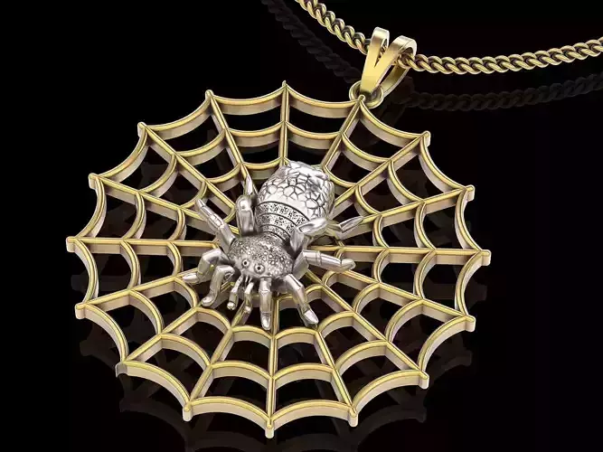 Spider pendant  gold silver printable jewelry 3D model