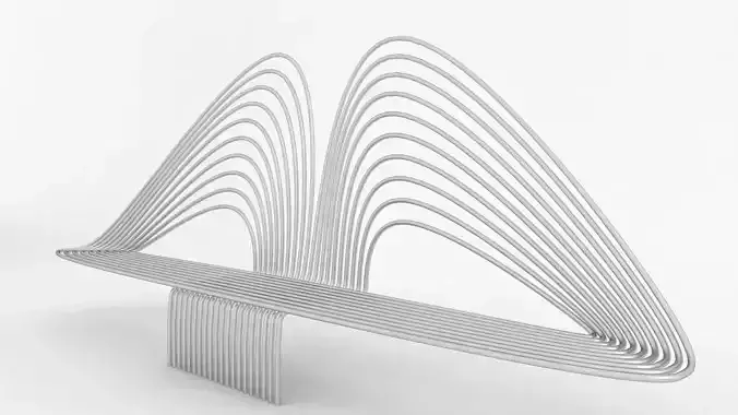 bench made of metal with wavy lines