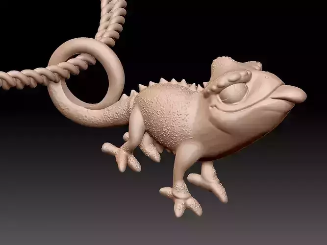 chameleon pendant Sculpture jewelry gold necklace 