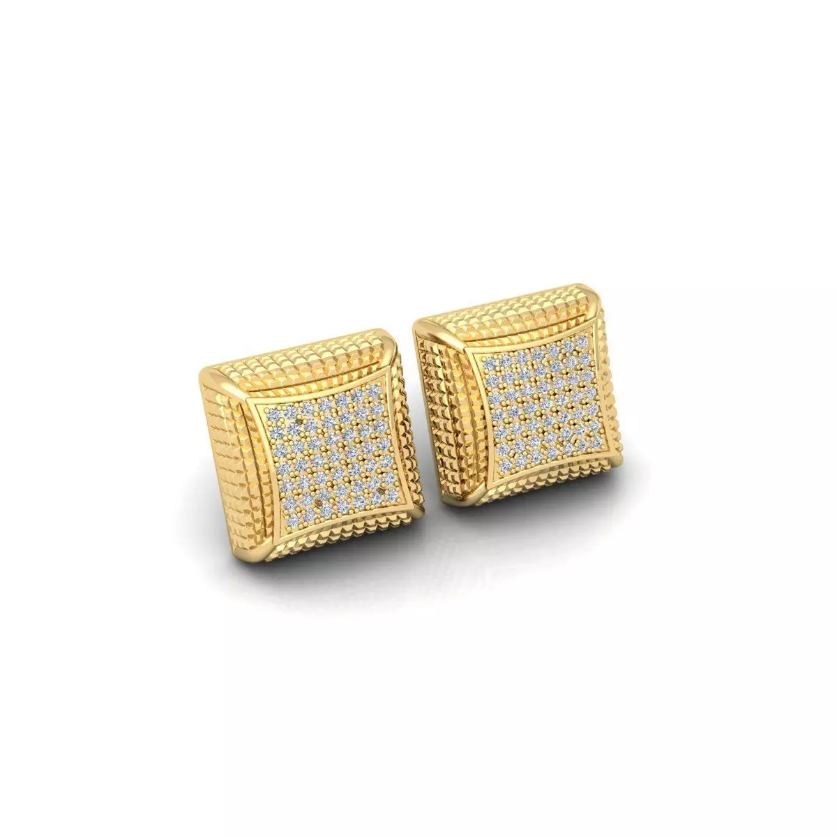 Fancy Square Earring 3d Model and Render Detail 3D print model_0
