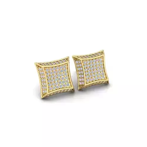 Square Stude Earring 3d Model and Render 