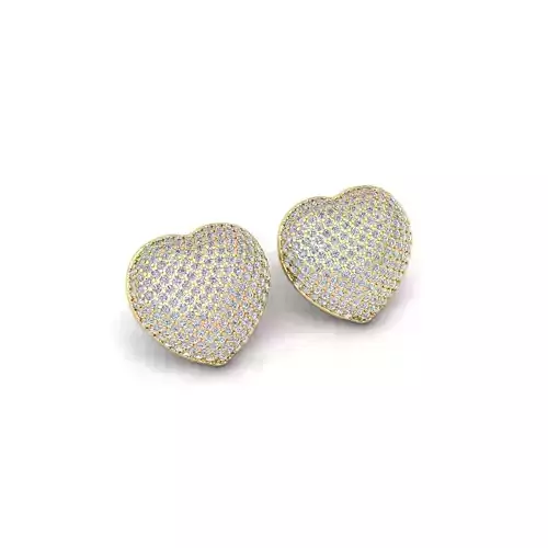 Heart Stud Earring 3d Model and Render Detail