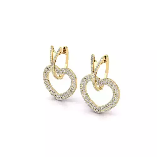 Heart Earring With English Lock 3d model 