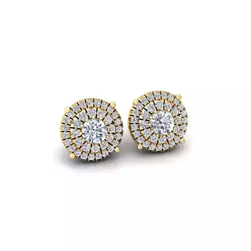 Round Stude With Halo Earring 3d Model and Render  3D print model