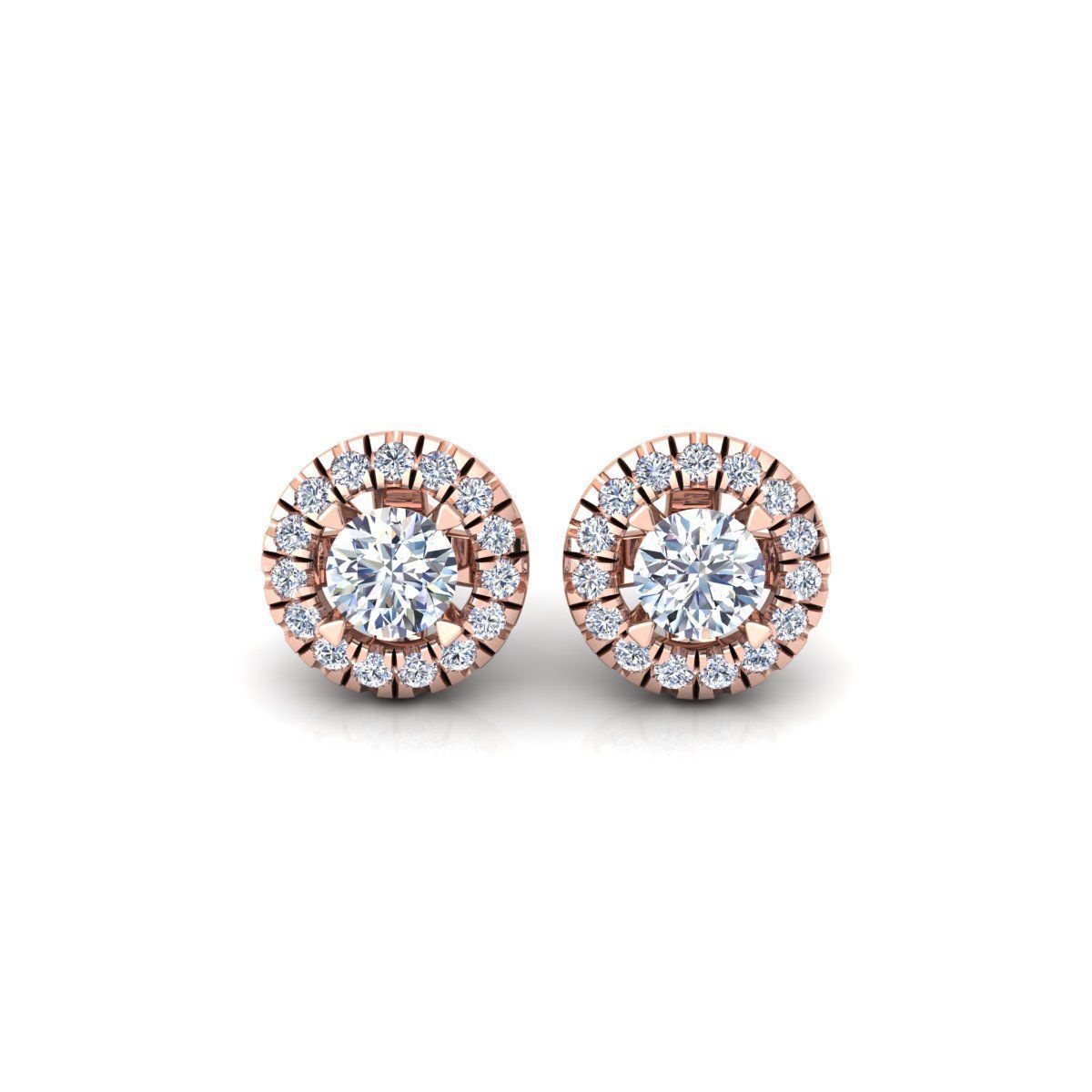 Round Stude Earring With Halo 3d Model And Render 3D print model_1