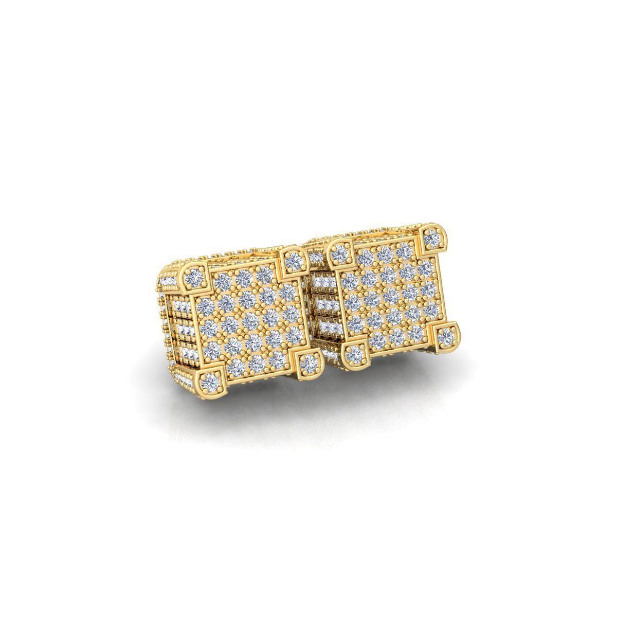 Square Pave Stude Earring 3d Model and Render  3D print model_8