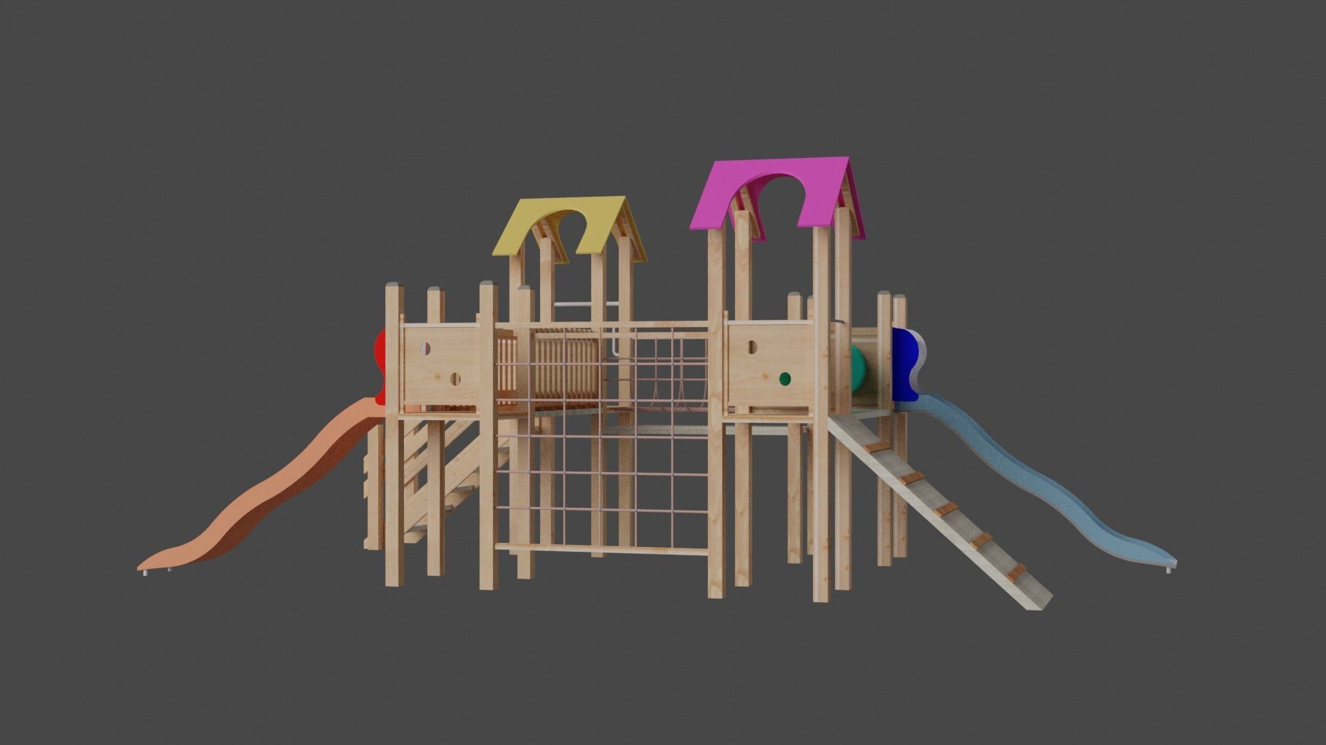 Wooden Playground Low-poly 3D model_7