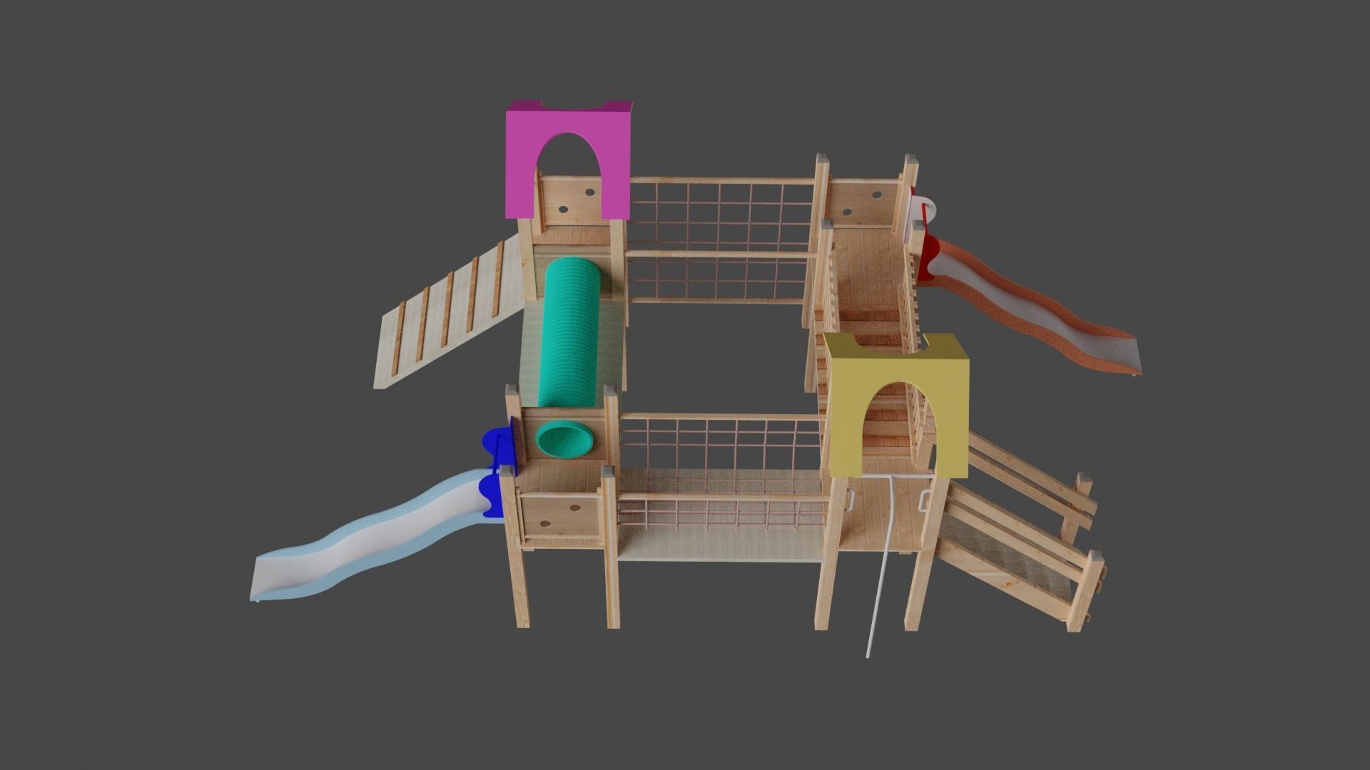 Wooden Playground Low-poly 3D model_5