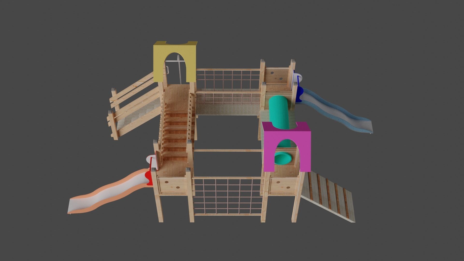 Wooden Playground Low-poly 3D model_6