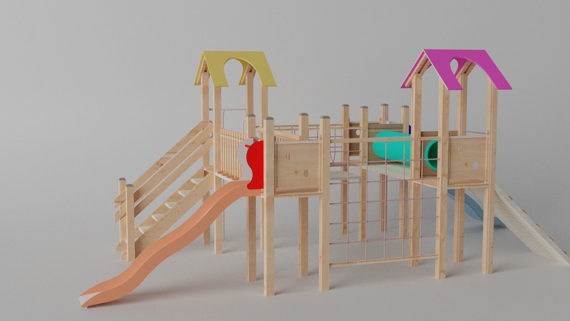 Wooden Playground Low-poly 3D model_2