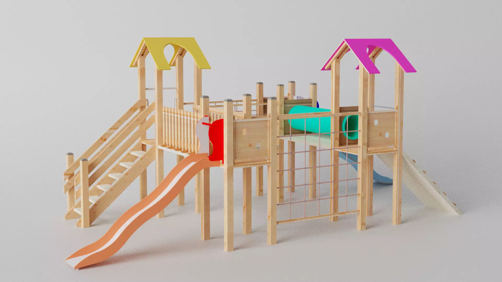 Wooden Playground Low-poly 3D model_0