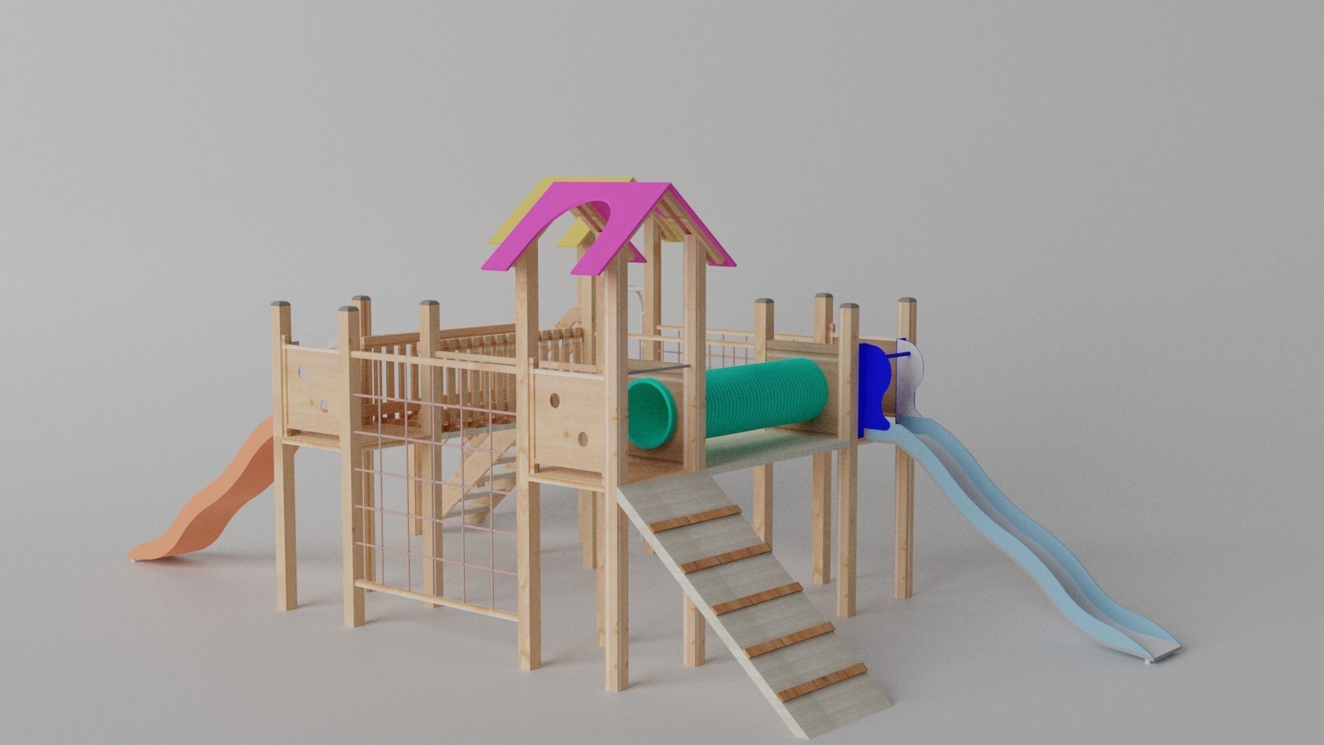 Wooden Playground Low-poly 3D model_1