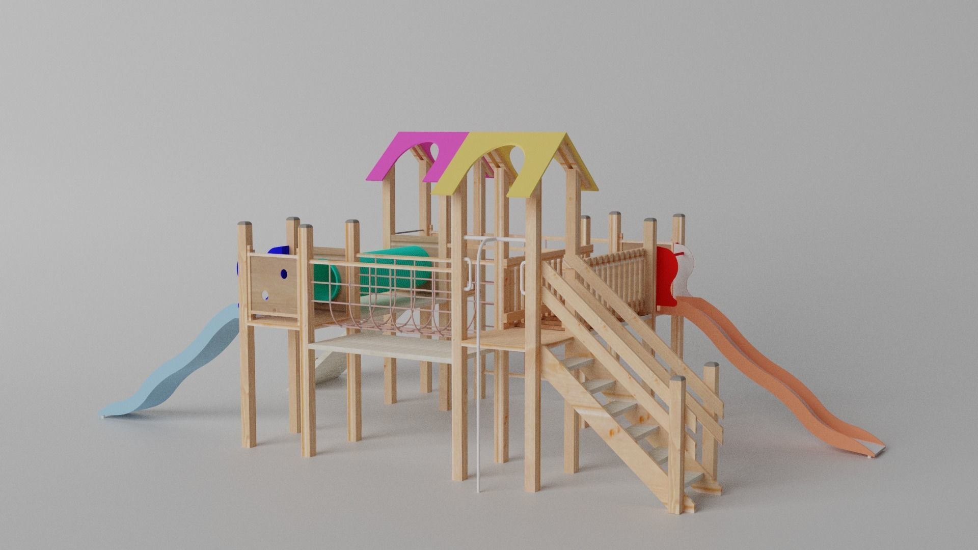 Wooden Playground Low-poly 3D model_4