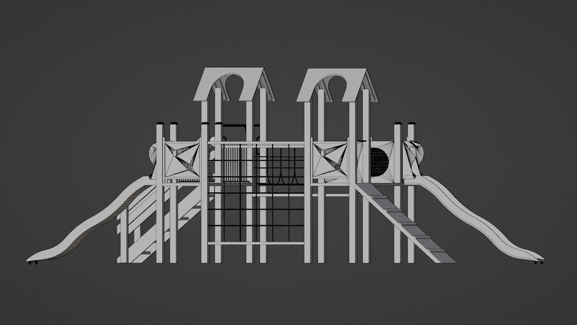 Wooden Playground Low-poly 3D model_16