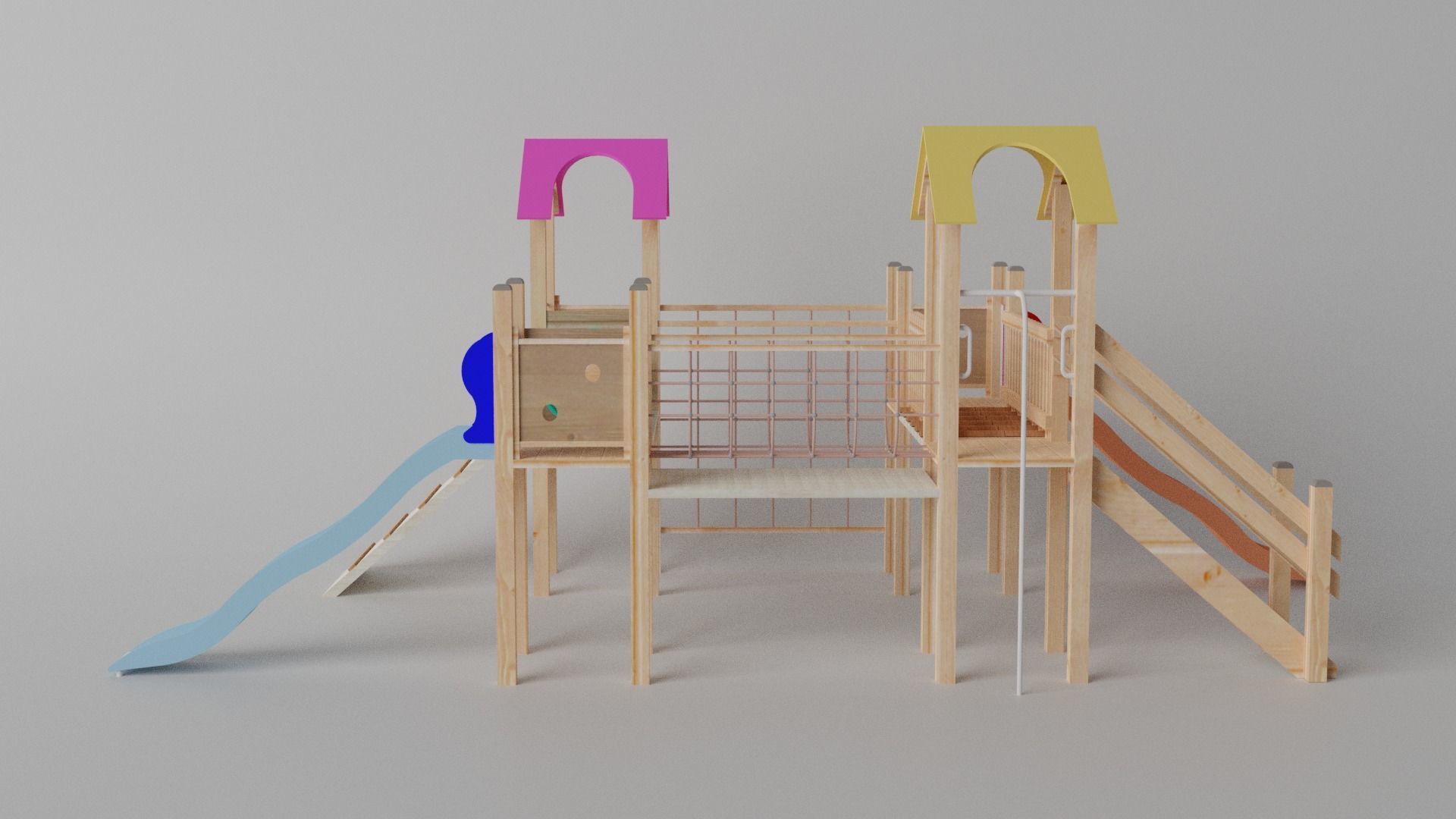 Wooden Playground Low-poly 3D model_9