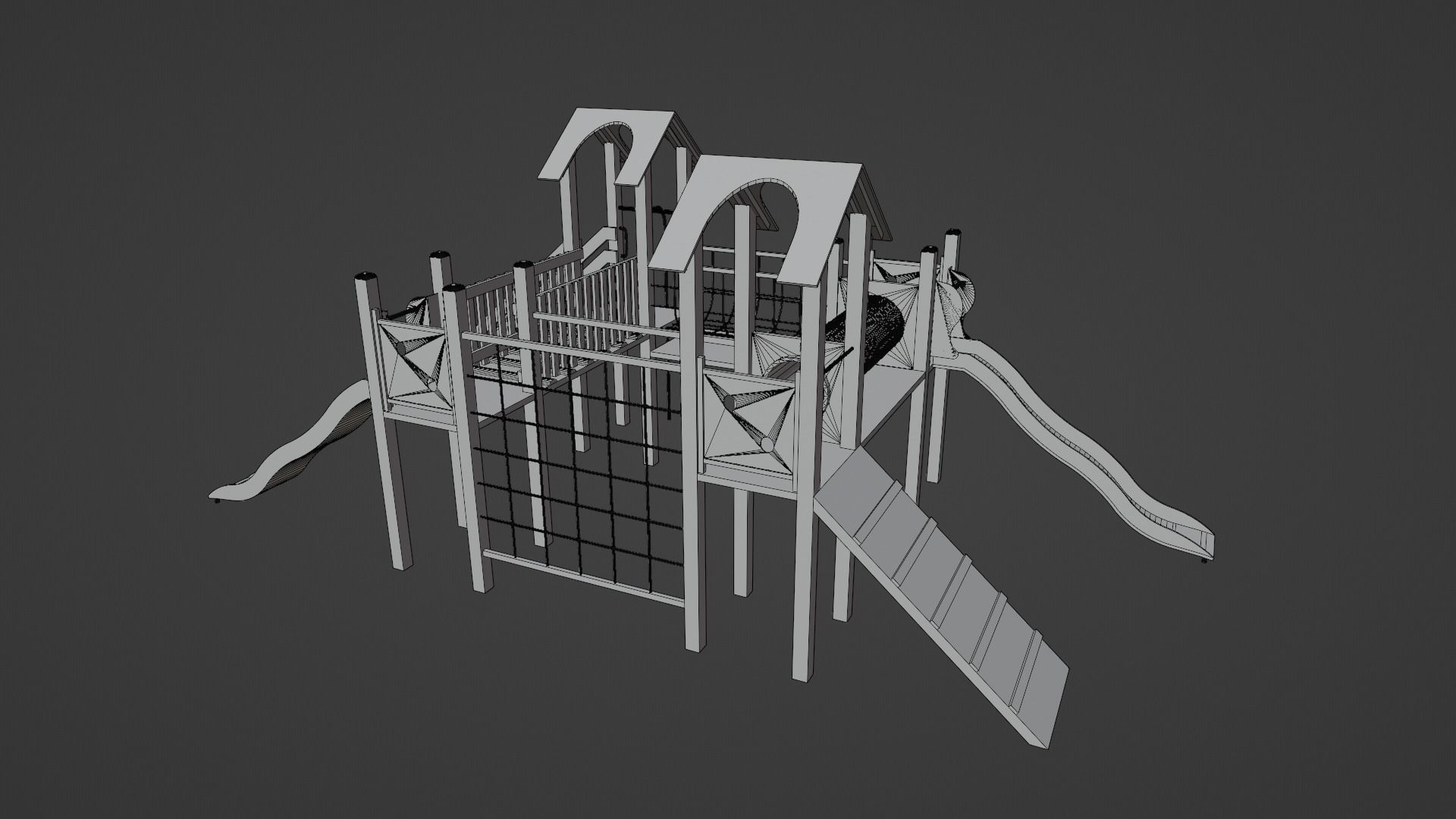 Wooden Playground Low-poly 3D model_15