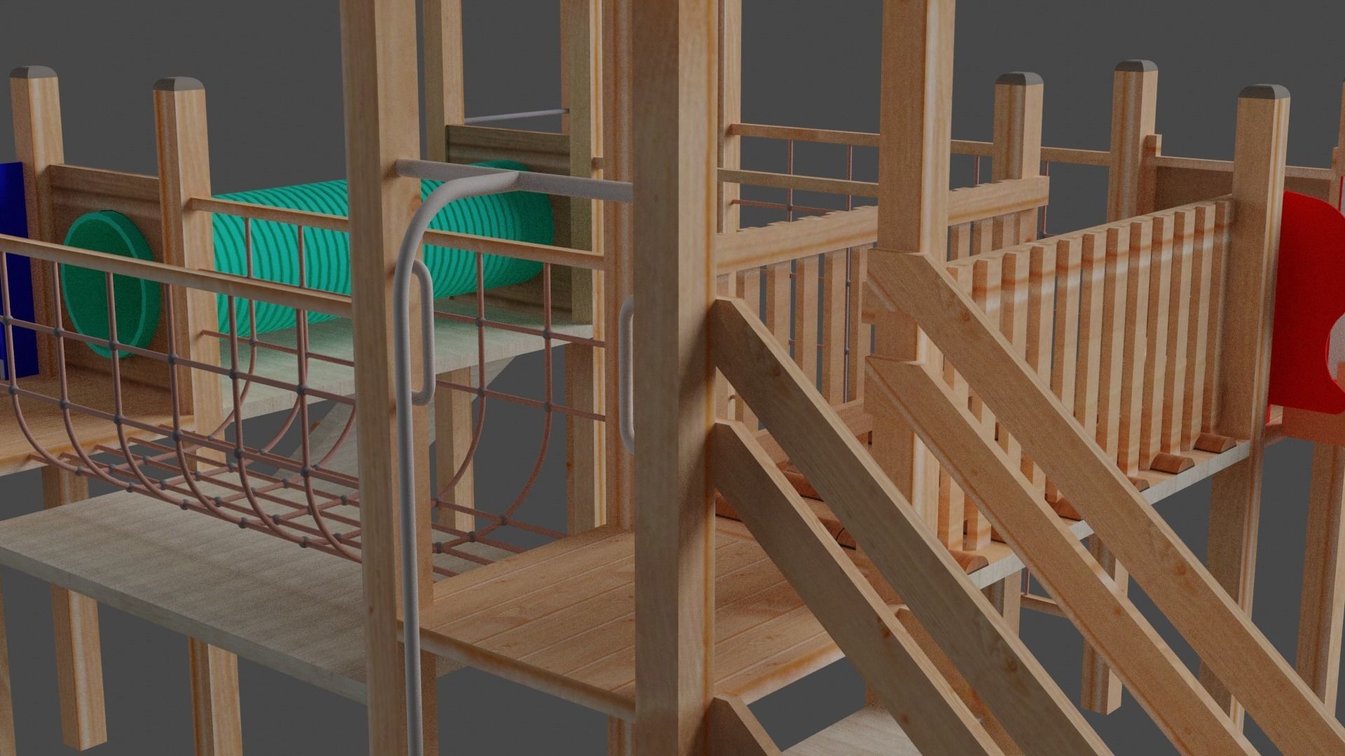 Wooden Playground Low-poly 3D model_8
