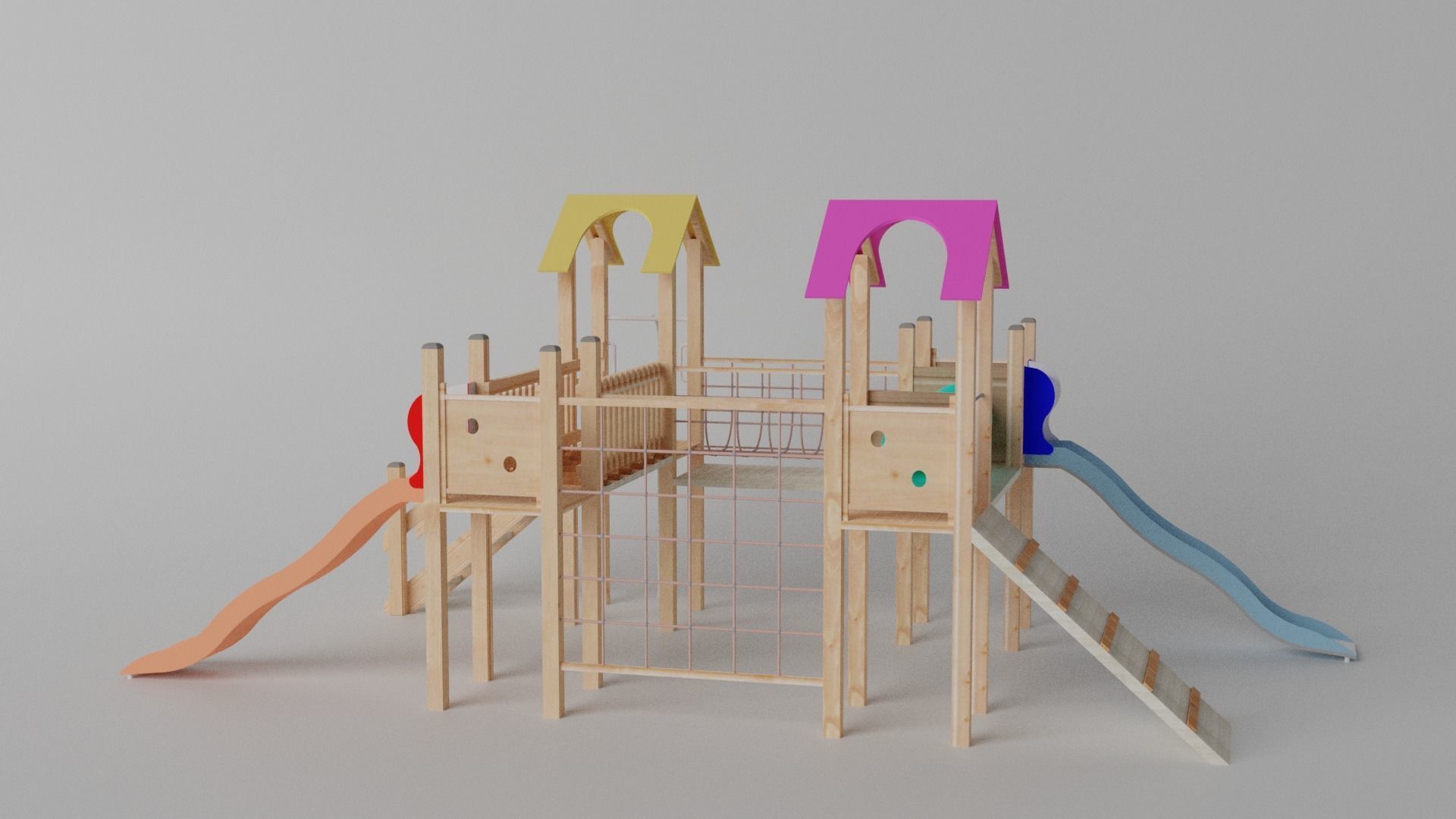 Wooden Playground Low-poly 3D model_12