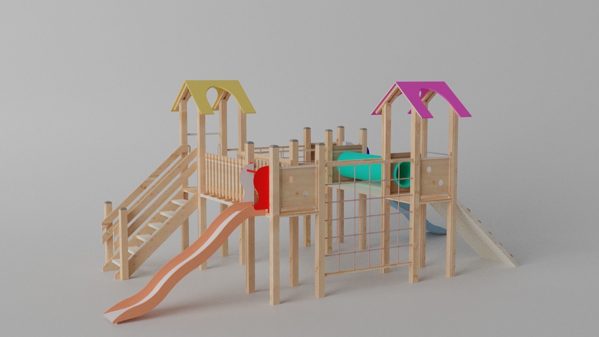 Wooden Playground Low-poly 3D model_3